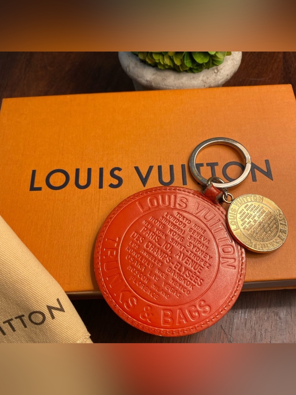 Louis Vuitton Trunks & Bags Red Leather Bag Charm / Key Holder